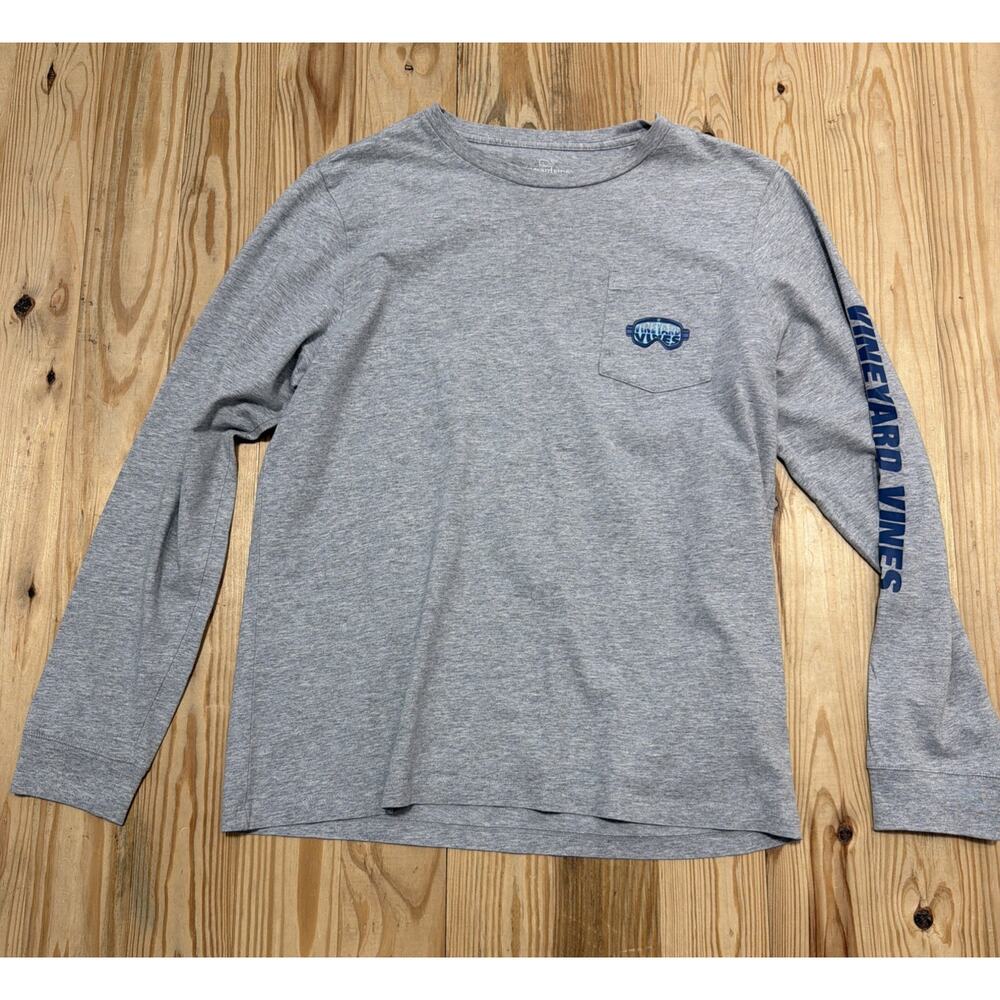 Vineyard Vines Ski Goggle Long Sleeve T Shirt Gray Youth Size Large